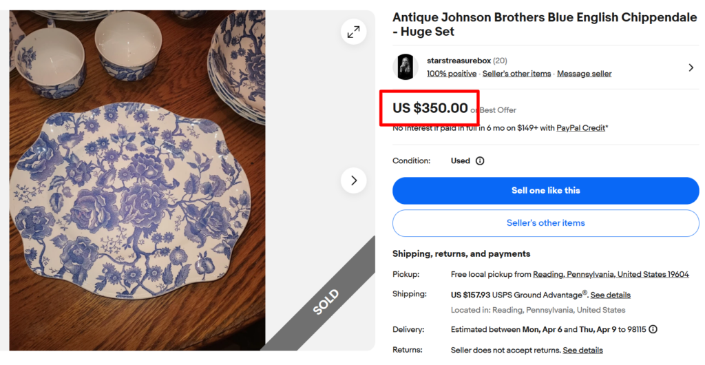 Johnson Brothers Blue English Chippendale Dinner Set
