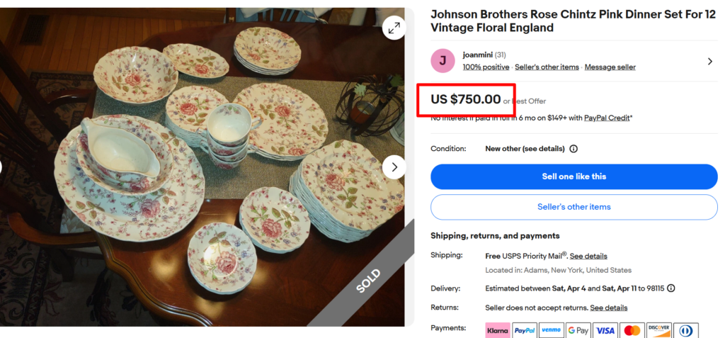 Johnson Brothers Rose Chintz Pink Dinner Set