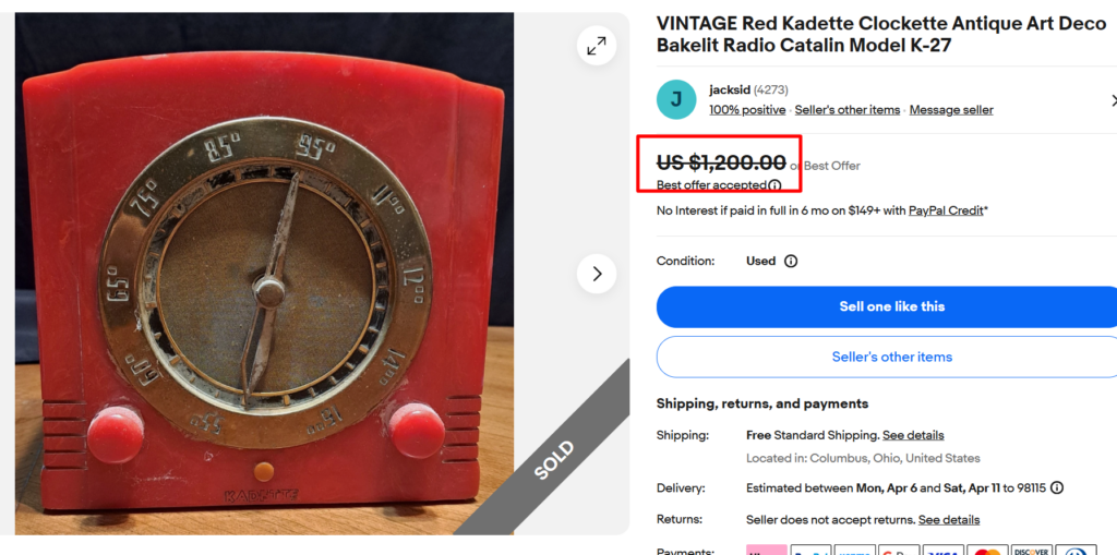 Kadette Clockette K27 Catalin Radio