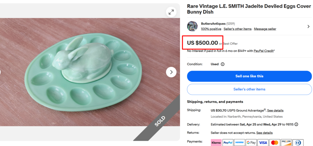 LE Smith Jadeite Deviled Eggs Dish