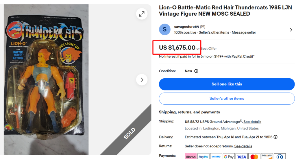 LJN Lion-O Thundercats Action Figure