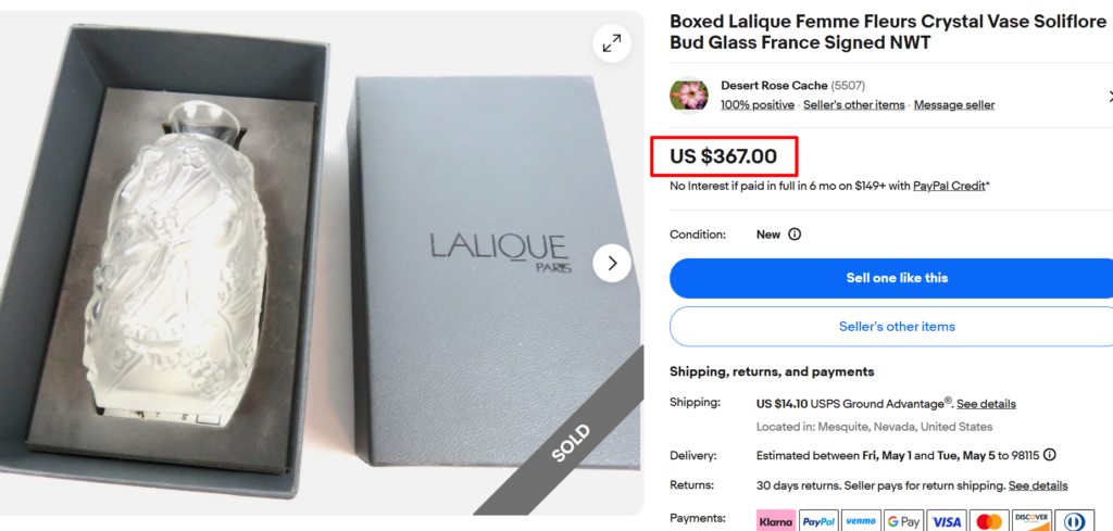 Lalique Femme Fleurs Crystal Bud Vase