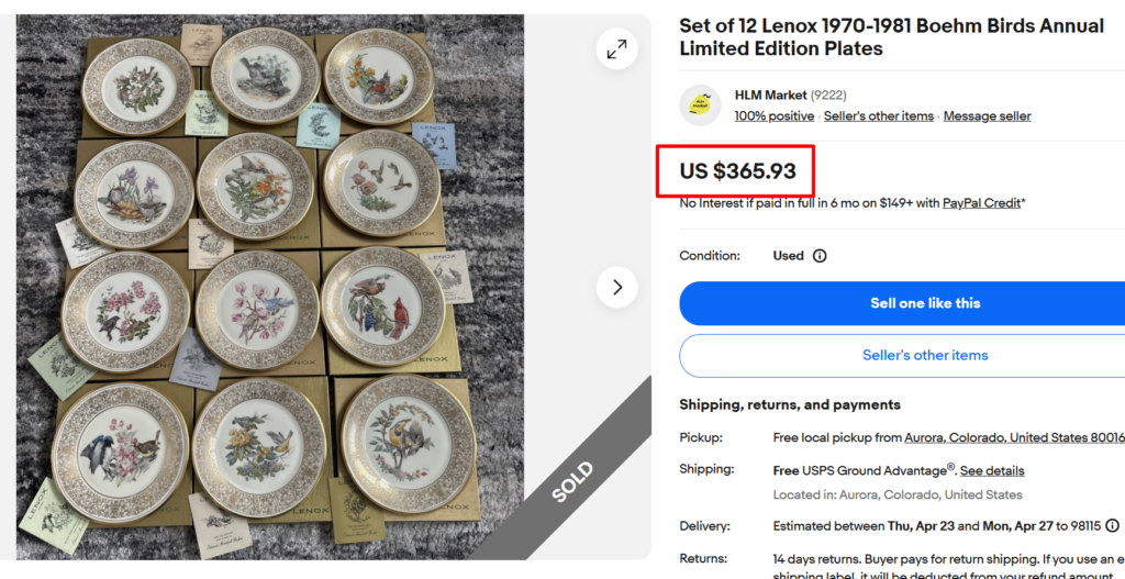 Lenox Boehm Birds Annual Limited Edition Plates