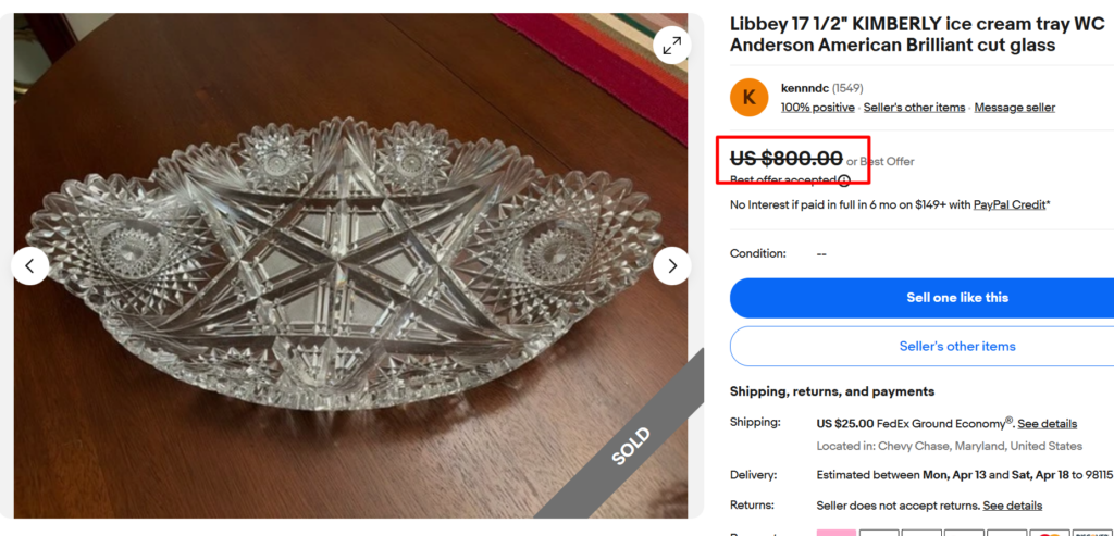 Libbey Kimberly Ice Cream Tray