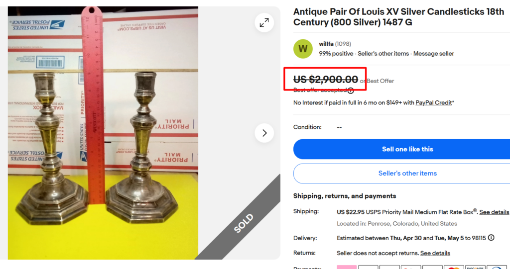 Louis XV 18th Century Silver Candlesticks