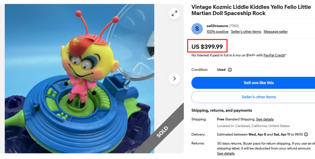 Mattel Kozmic Kiddles Yello Fello