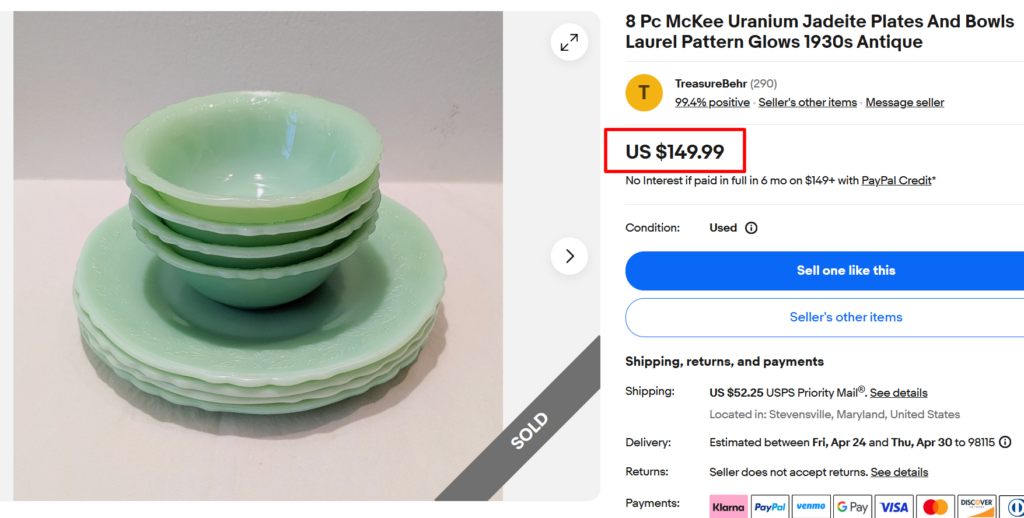 McKee Laurel Uranium Jadeite Dishes