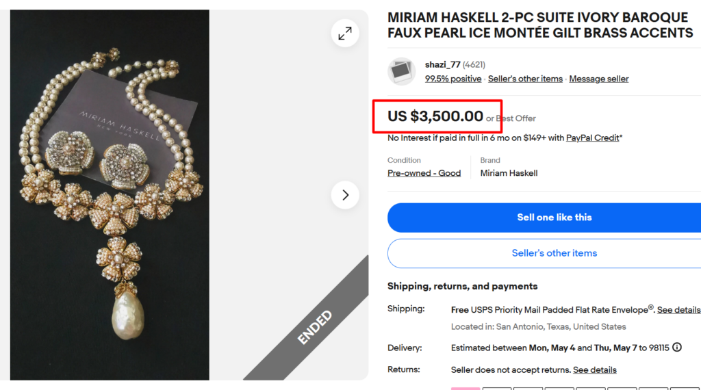 Miriam Haskell Baroque Pearl Cluster Necklace Set