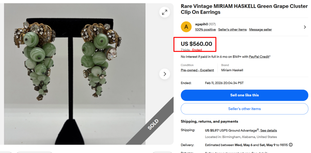 Miriam Haskell Grape Cluster Earrings