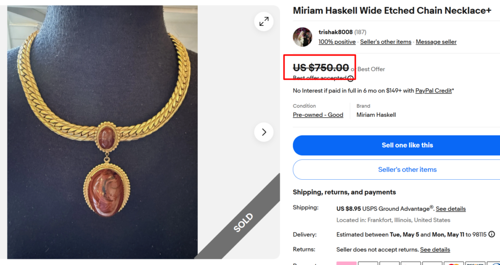 Miriam Haskell Wide Etched Chain Necklace