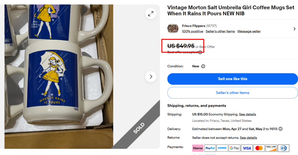 Morton Salt Umbrella Girl Coffee Mugs