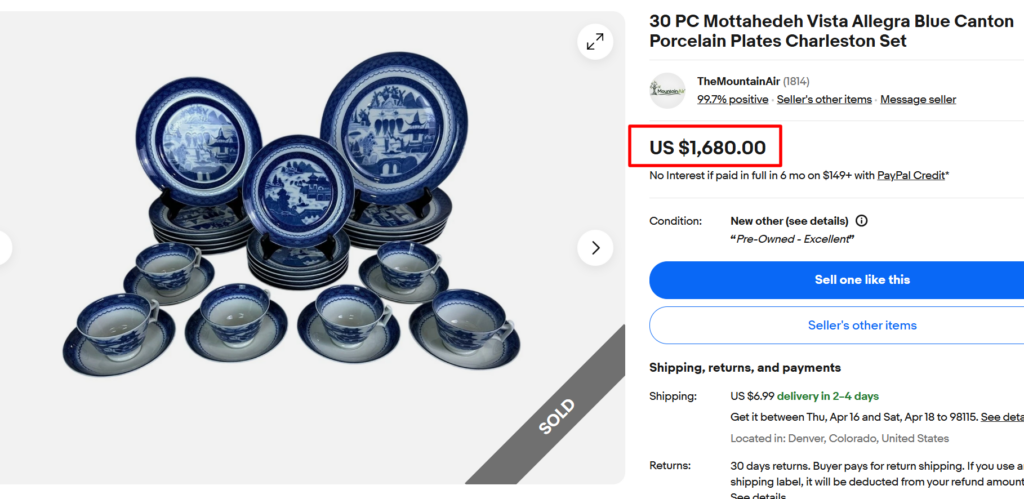 Mottahdeh Vista Allergra Blue Canton Porcelain Plates