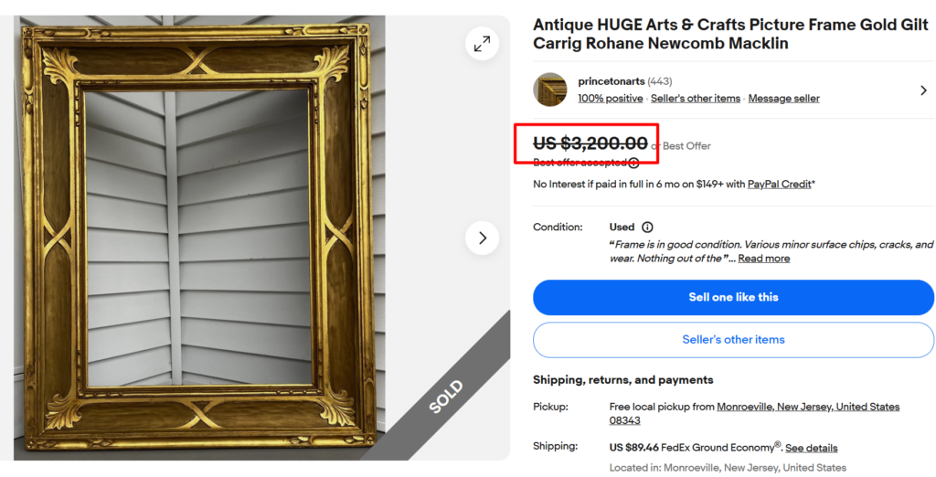 Newcomb Macklin Arts & Craft Gold Carrig Rohane Frame