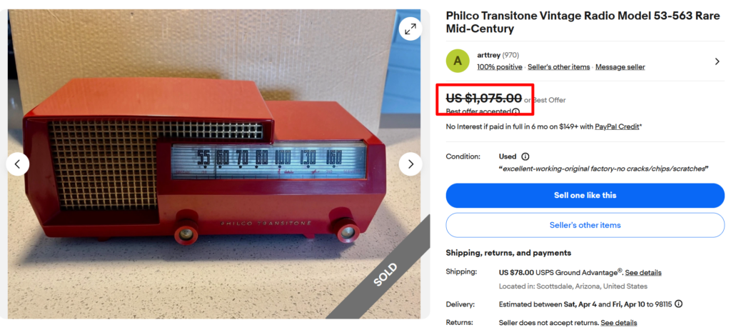 Philco Transitone 53-563 Radio