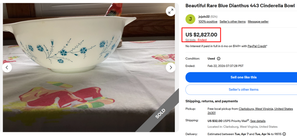 Pyrex Dianthus Cinderella Bowl