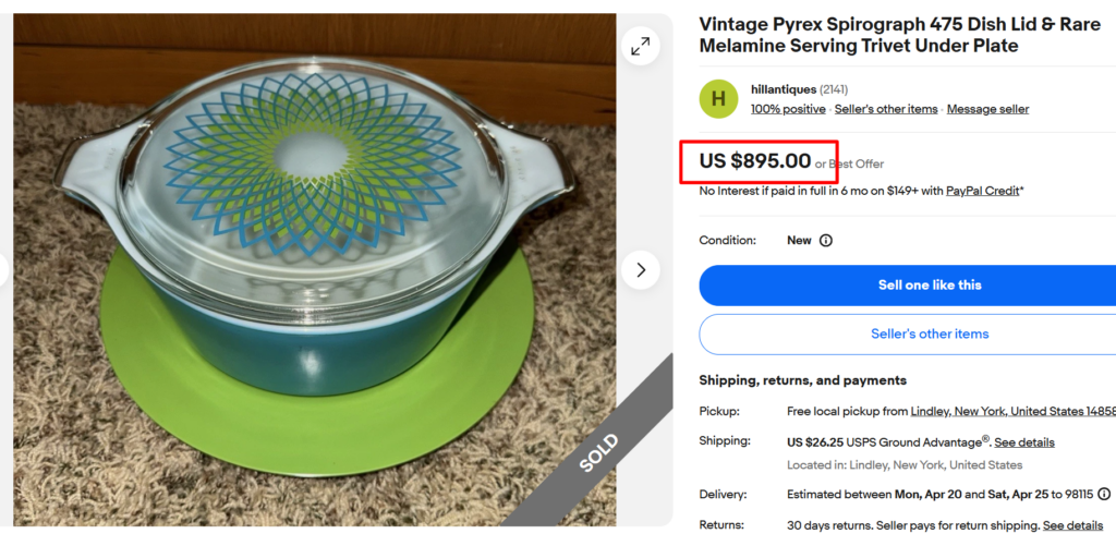 Pyrex Spirograph 475 Casserole Set
