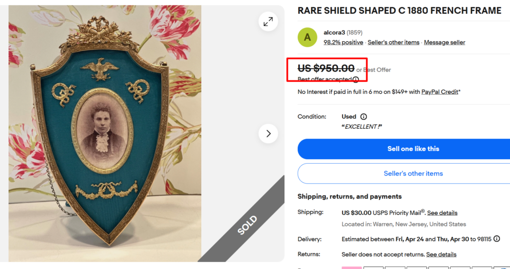 Rare Shield Shaped French Frame