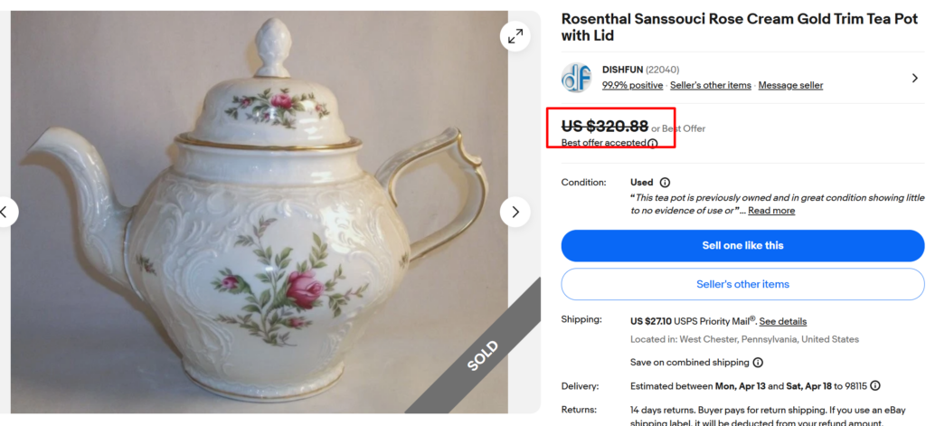 Rosenthal Sanssouci Tea Pot with Lid