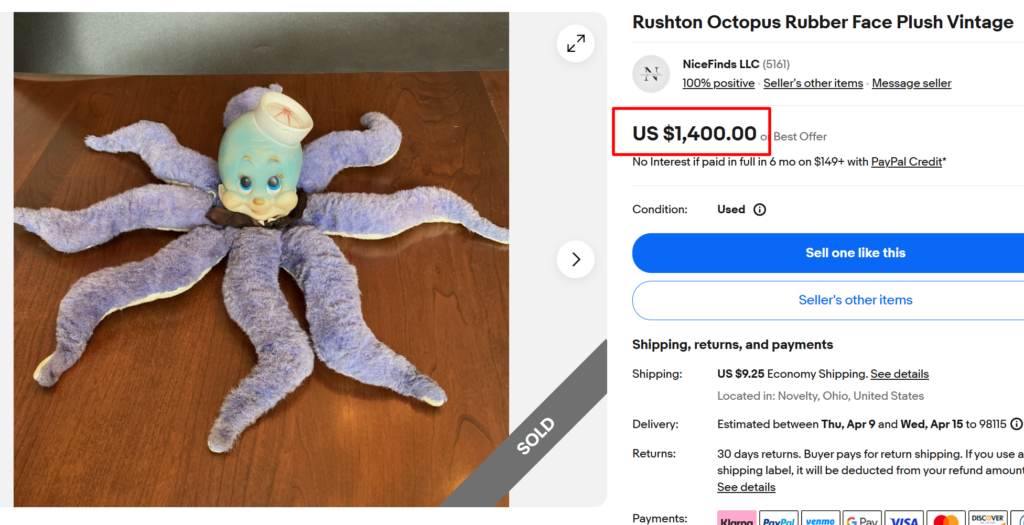 Rushton Rubber Face Octopus Plush