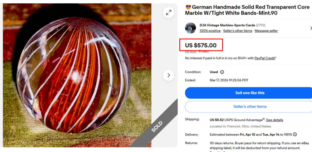 Solid Core Red Swirl Marble