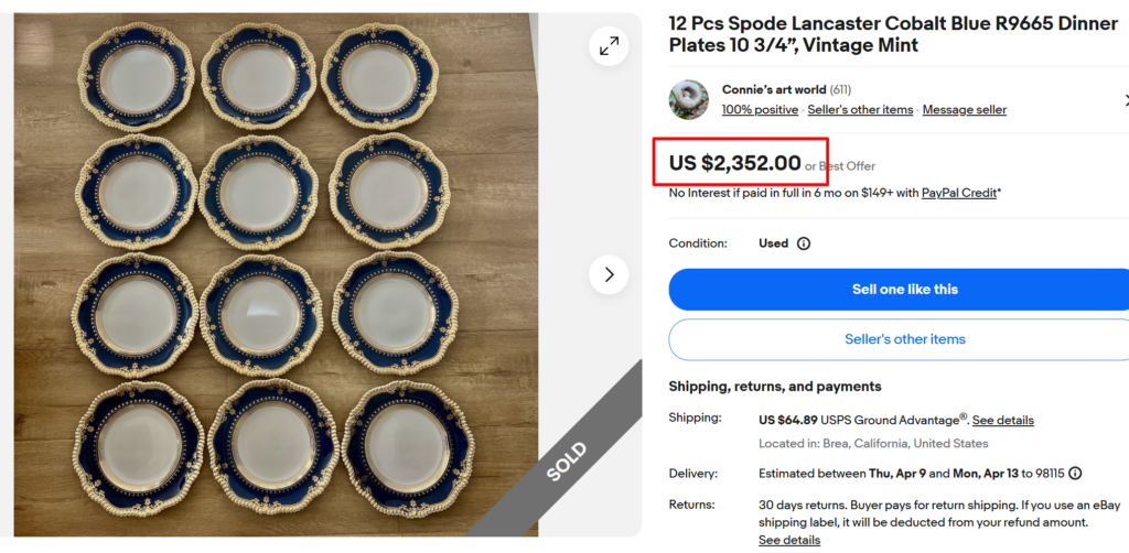 Spode Lancaster Cobalt Blue Dinner Plates