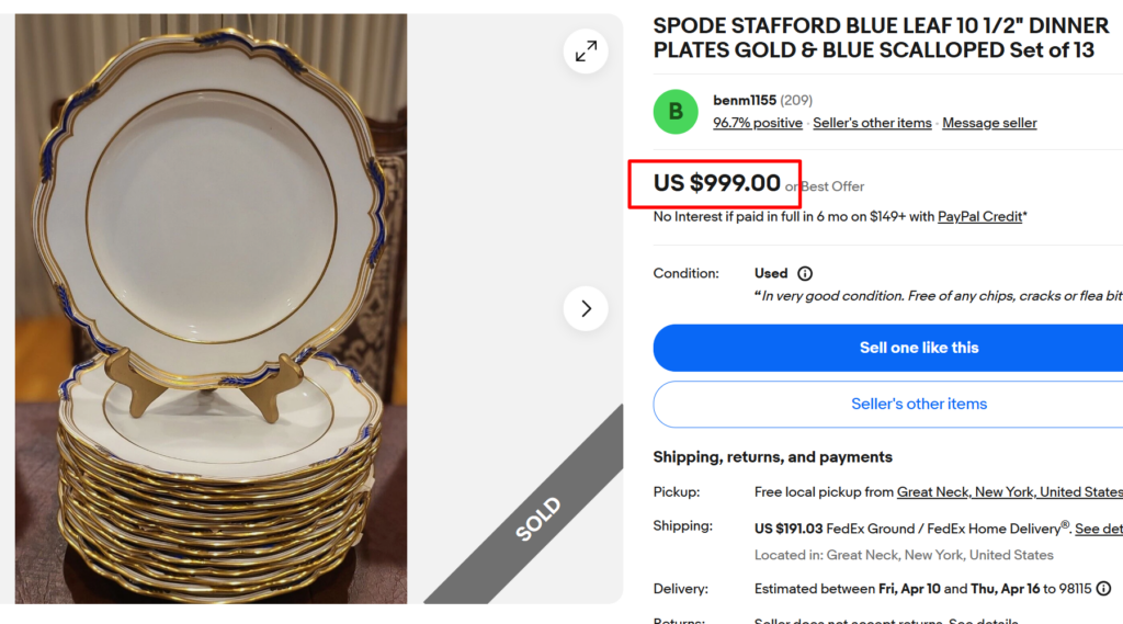 Spode Stafford Blue Leaf Dinner Plates