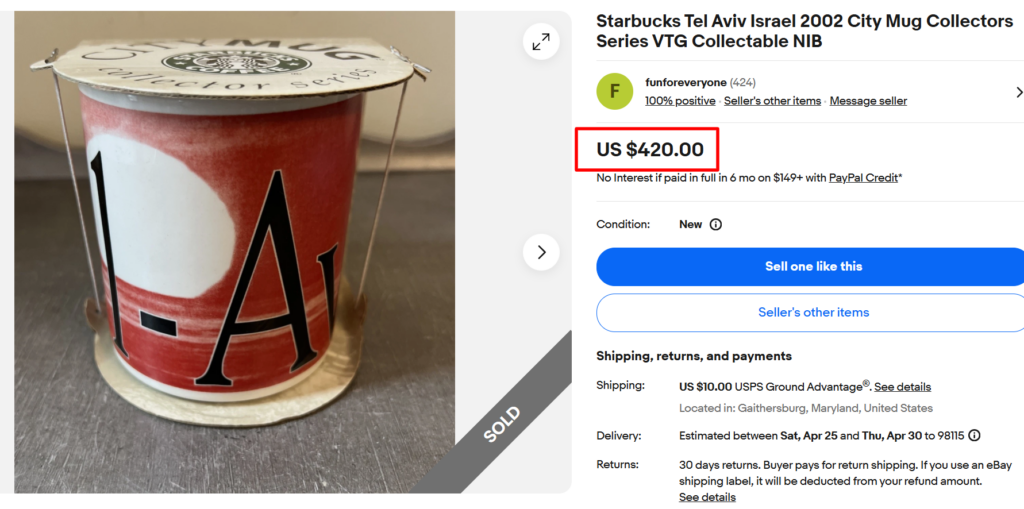 Starbucks Tel Aviv Israel 2002 City Mug