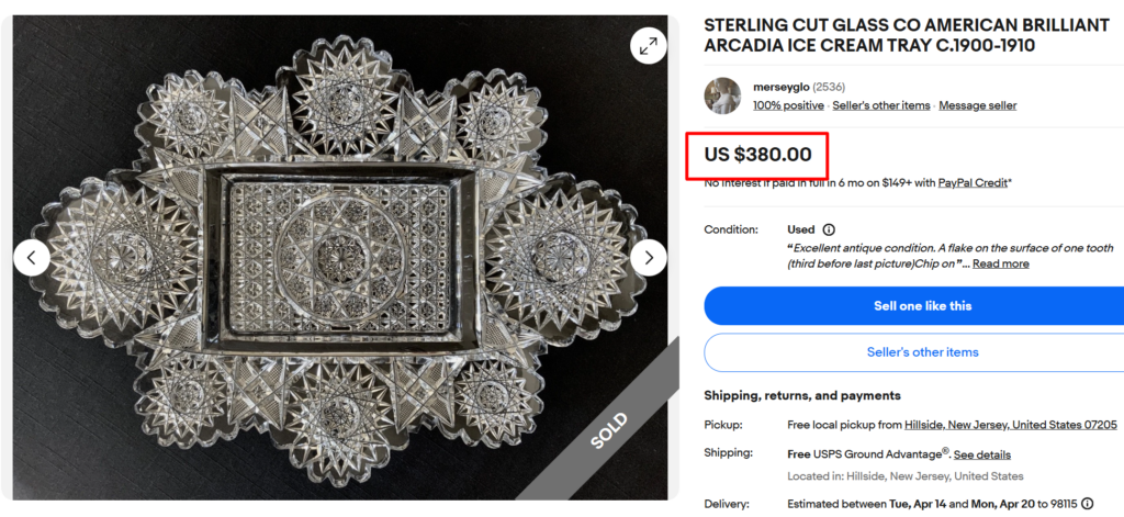 Sterling Cut Glass Co. Arcadia Tray