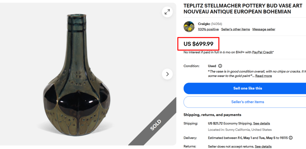 Teplitz Stellmacher Pottery Bud Vase