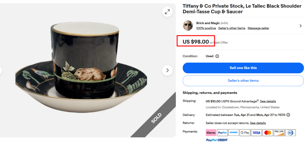 Tiffany & Co. Private Stock Le Tallec Demitasse Set