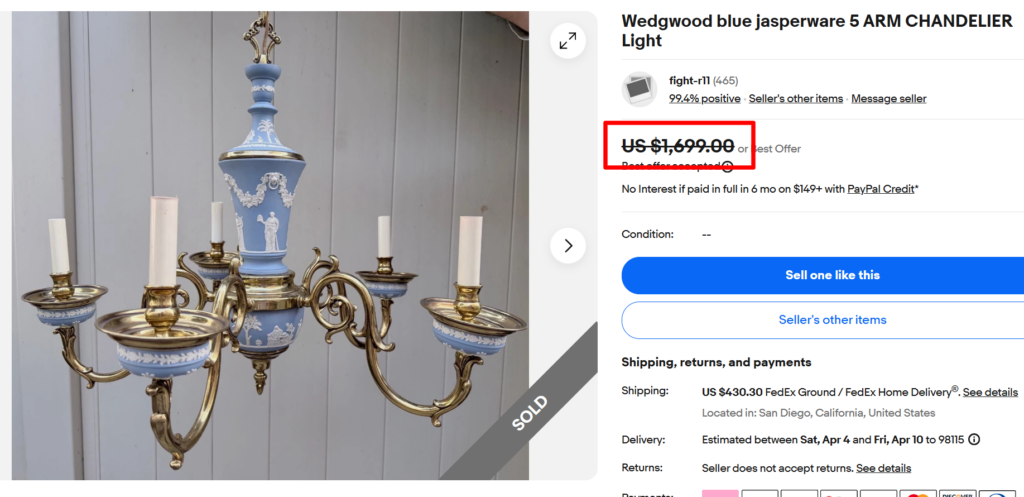 Wedgwood Blue Jasperware Chandelier