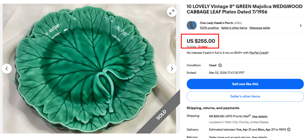 Wedgwood Majolica Cabbage Leaf Plates