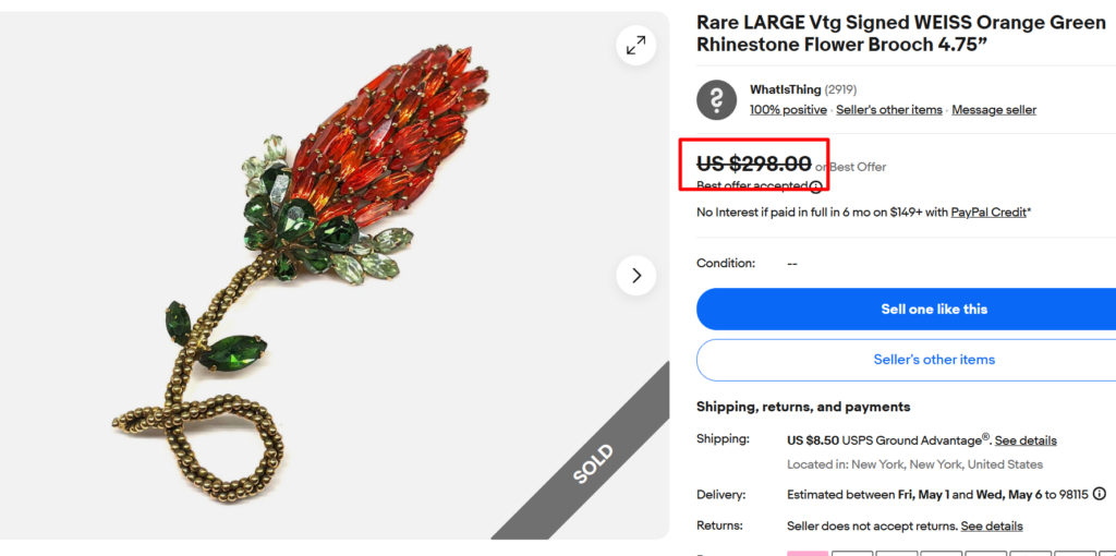 Weiss Rhinestone Brooch