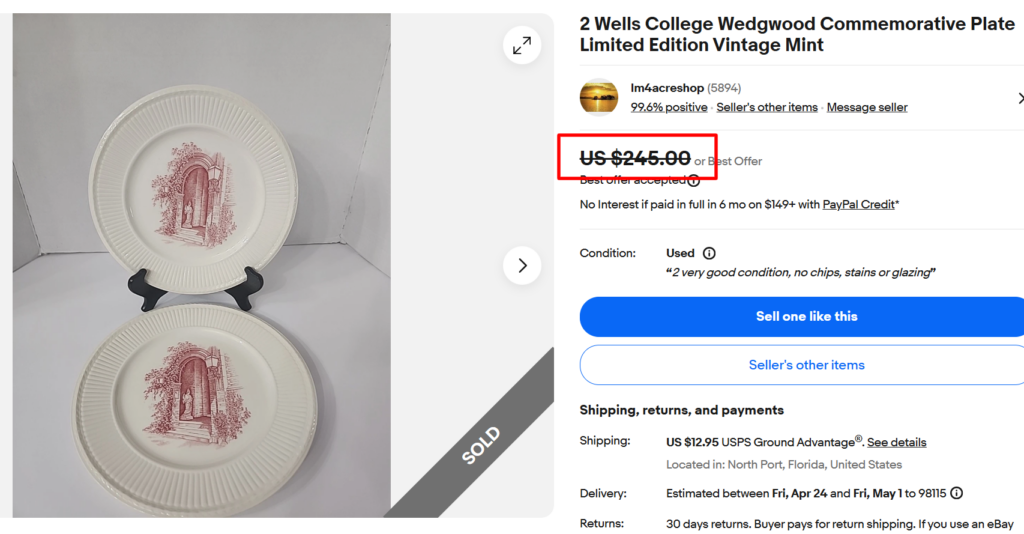 Wells College Wedgwood Commemorative Plates