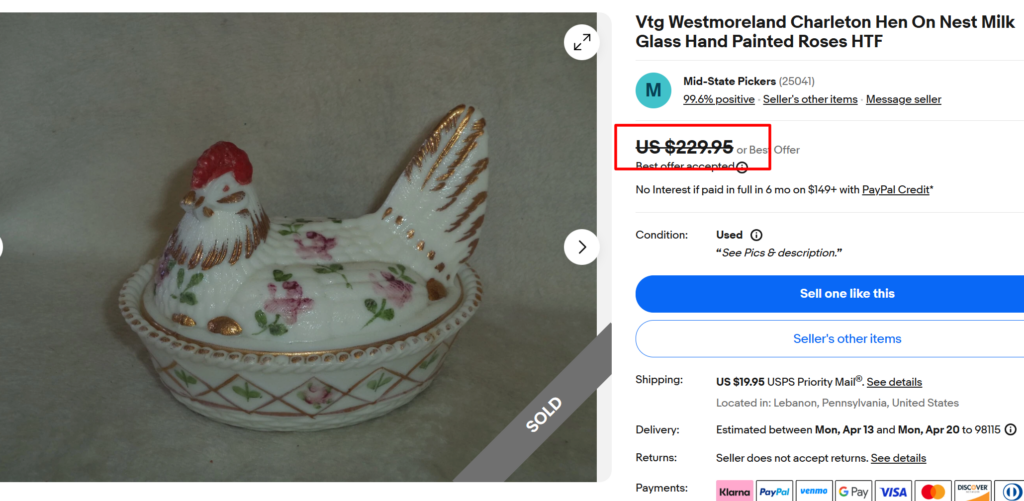 Westmoreland Charleston Hen on Nest Covered Dish