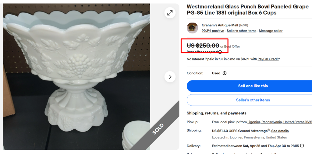 Westmoreland Paneled Grape Punch Bowl Set