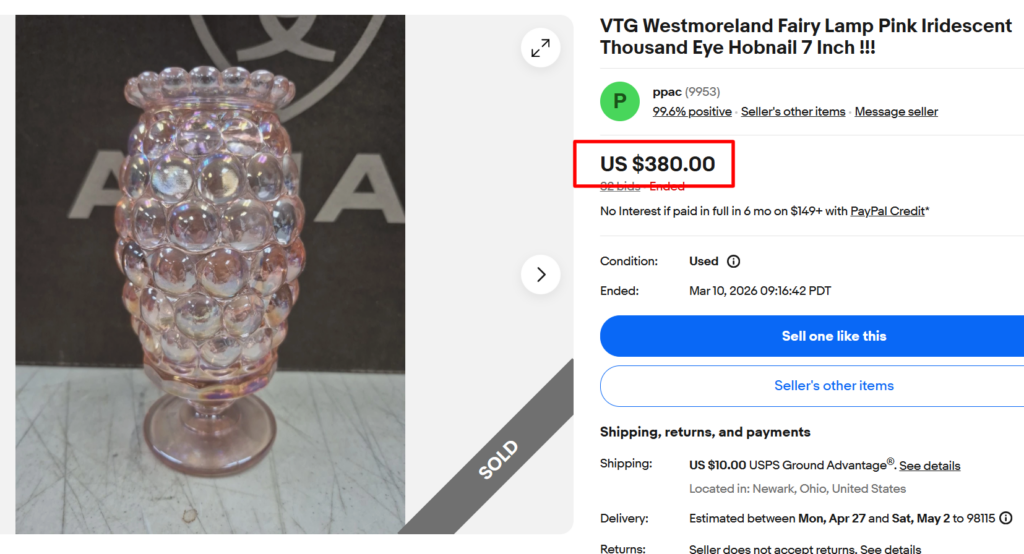 Westmoreland Thousand Eye Pink Fairy Lamp