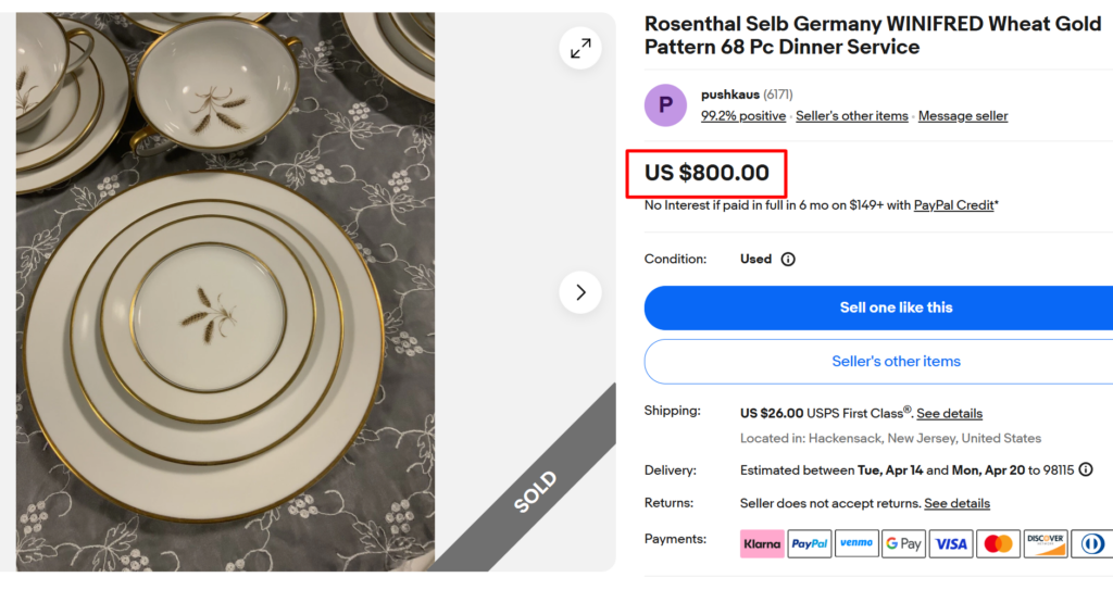 Winifred Wheat Gold Dinner Service