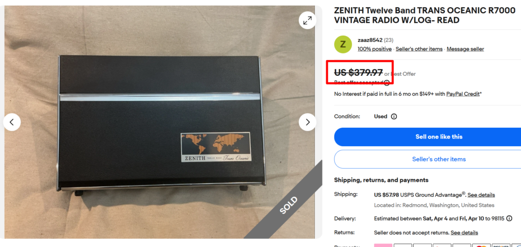 Zenith Trans-Oceanic R7000 Radio