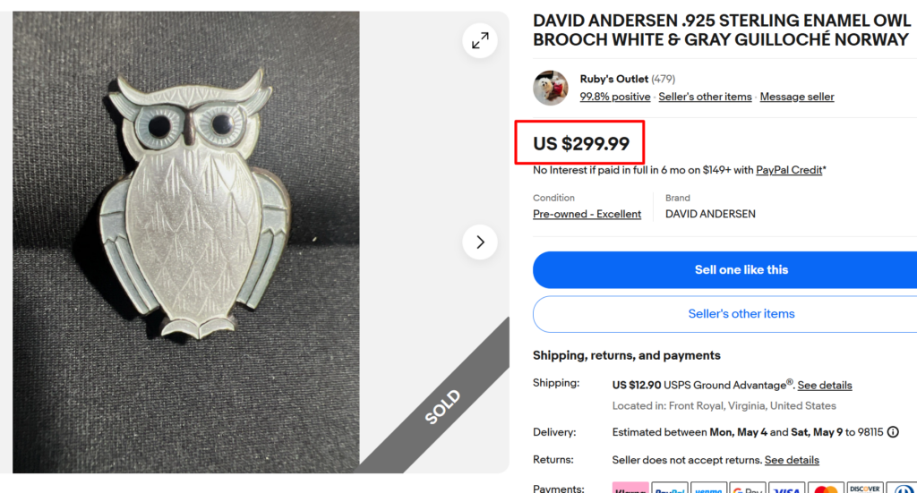 David Andersen Mid-Century Guilloch&eacute; Enamel Brooches