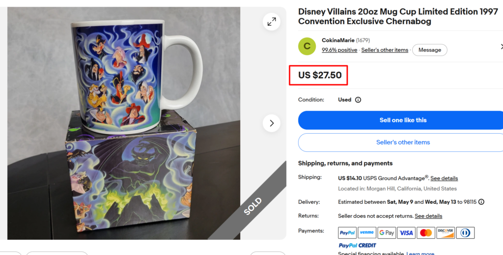Disney Convention 1997 Limited Edition Villains Mug