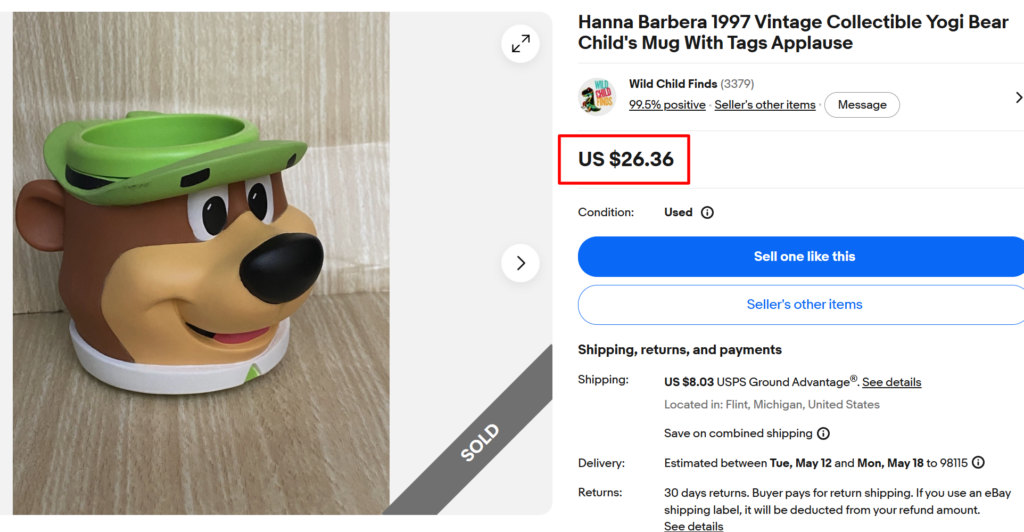 Hanna Barbera Applause Yogi Bear Mug