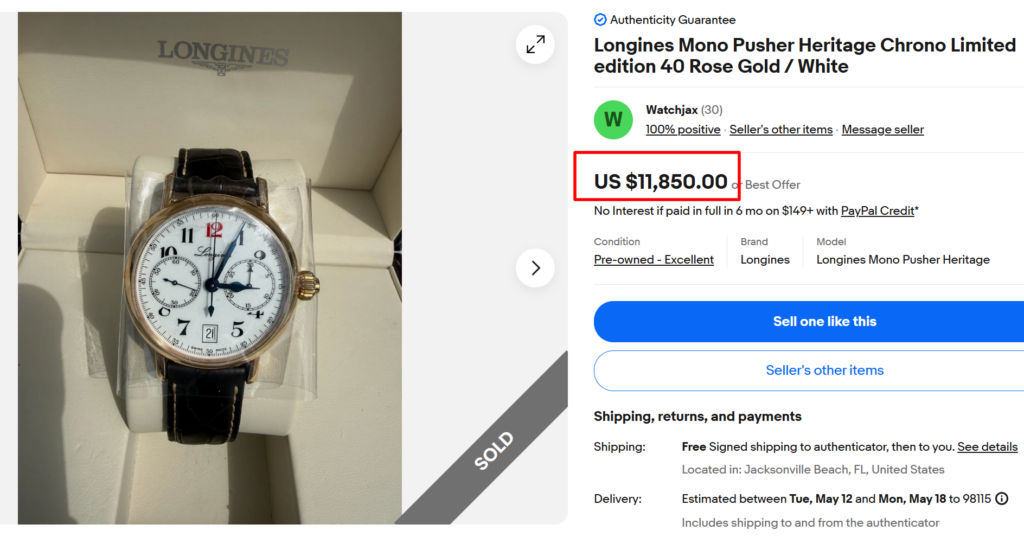 Longines Mono Pusher Heritage Chrono Watch