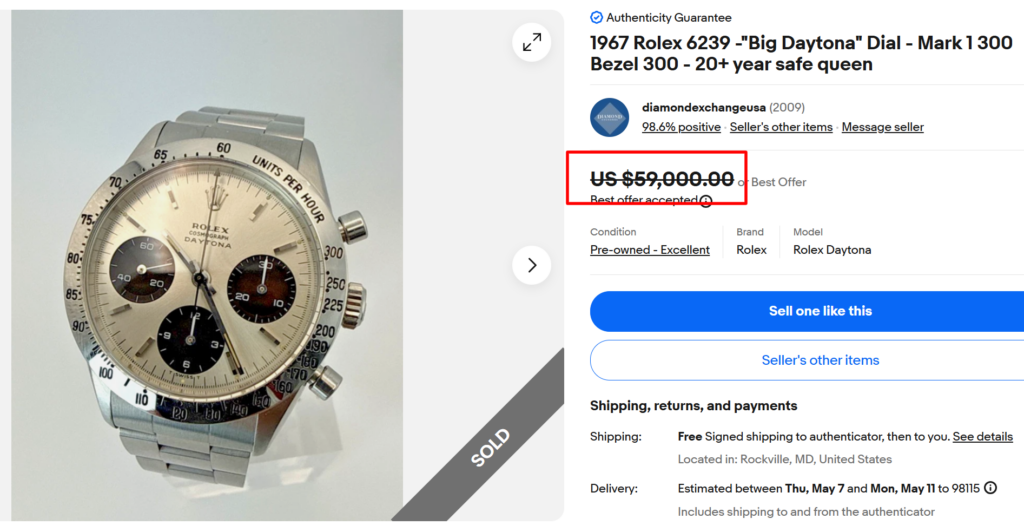 Rolex 6239 Big Daytone Watch