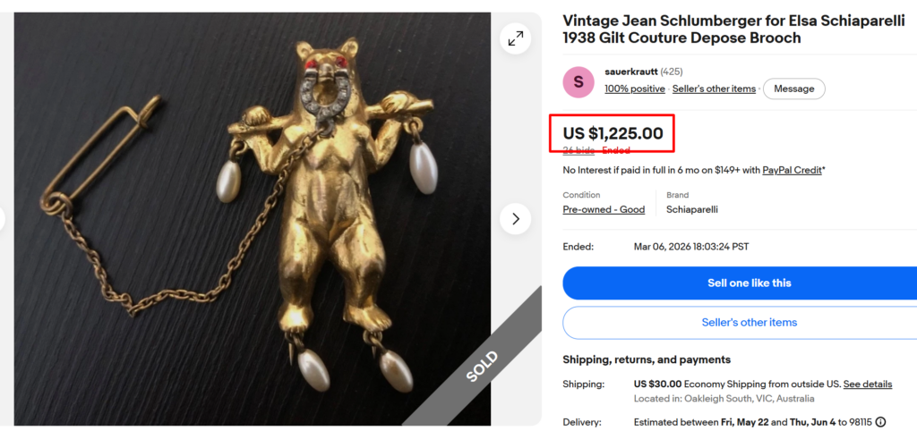 Schiaparelli Haute Couture Bear Brooch