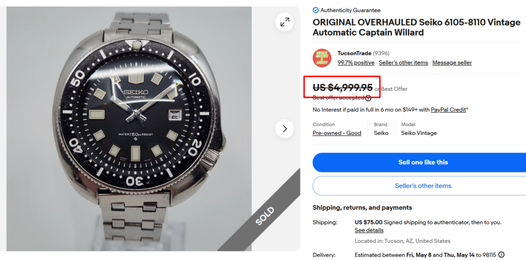Seiko Automatic Captain Willard Watch