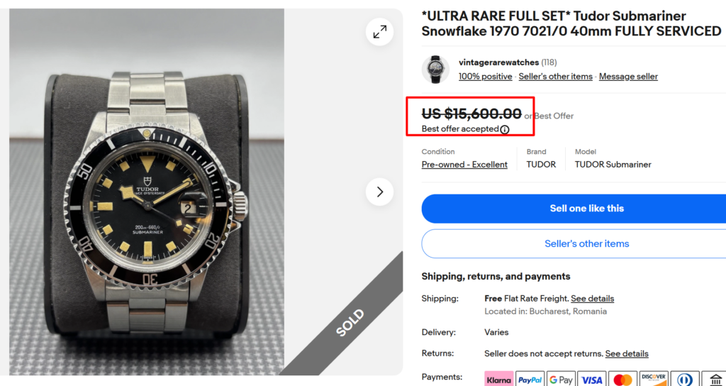 Tudor Submariner Snowflake Watch