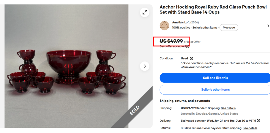 Anchor Hocking Ruby Red Punch Bowl Set