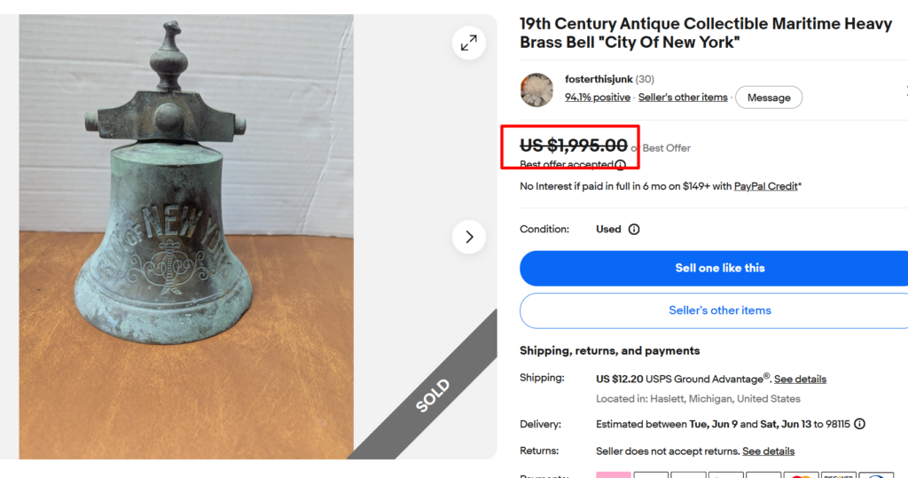 Antique Brass Bell