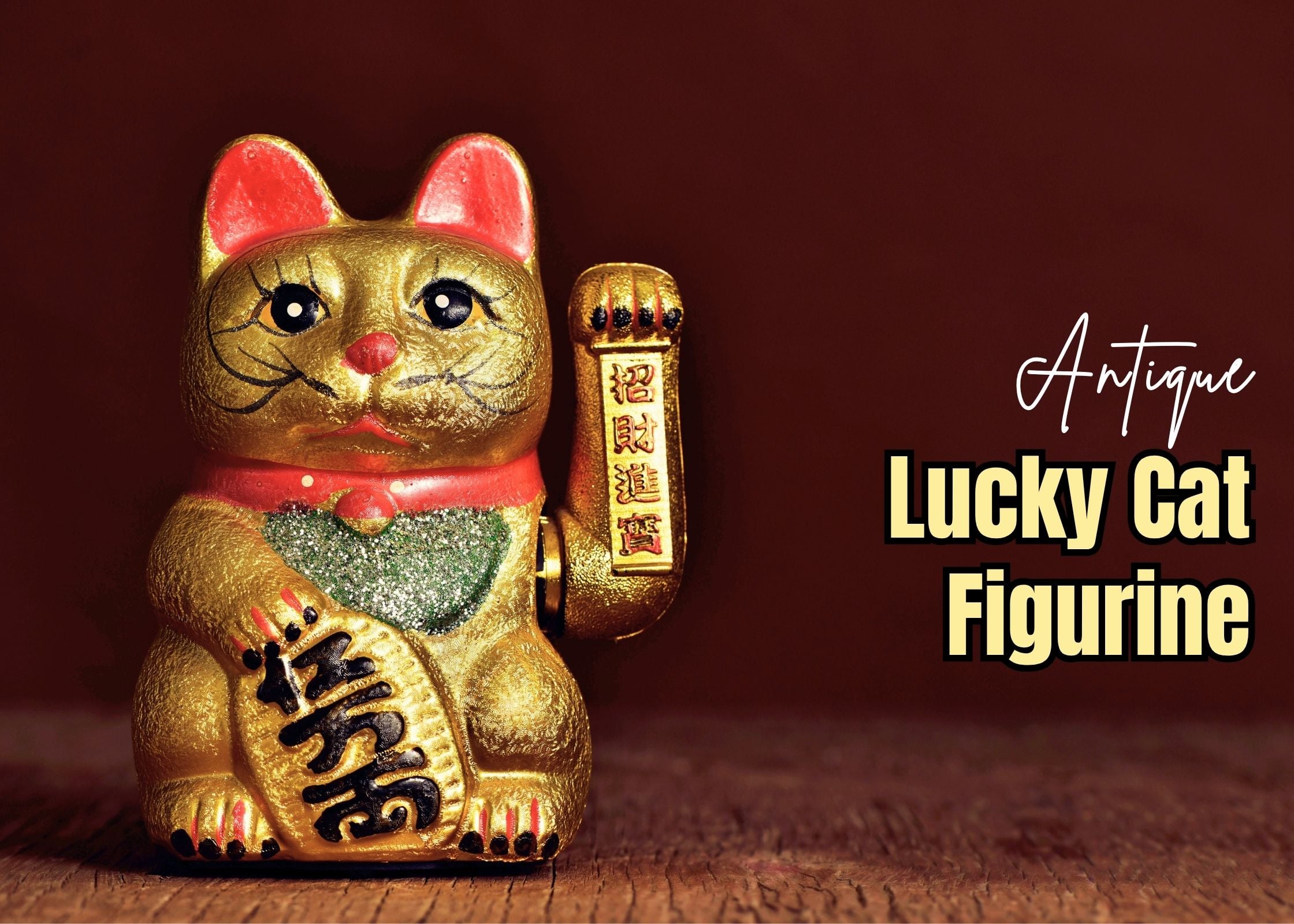 Antique Lucky Cat Figurine